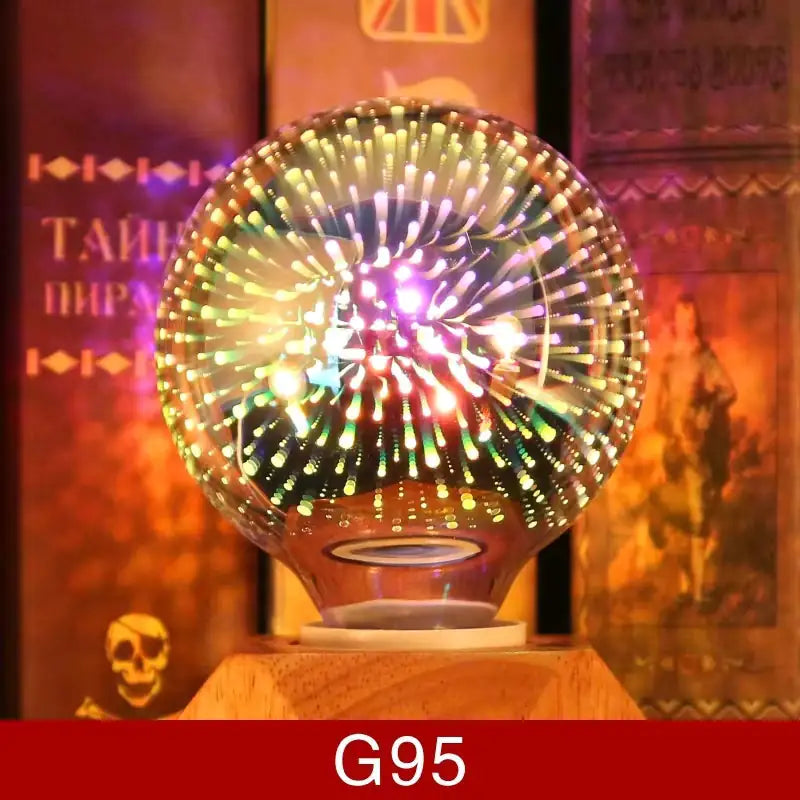 💡 G80 3D Decorative LED Bulb - Colorful Fireworks Effect | E27/E26 Vintage Starburst Novelty Ligh