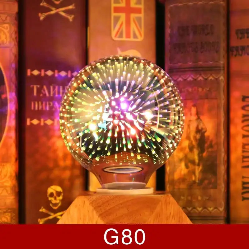 💡 G80 3D Decorative LED Bulb - Colorful Fireworks Effect | E27/E26 Vintage Starburst Novelty Ligh