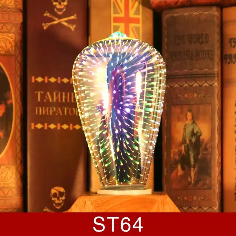 💡 G80 3D Decorative LED Bulb - Colorful Fireworks Effect | E27/E26 Vintage Starburst Novelty Ligh