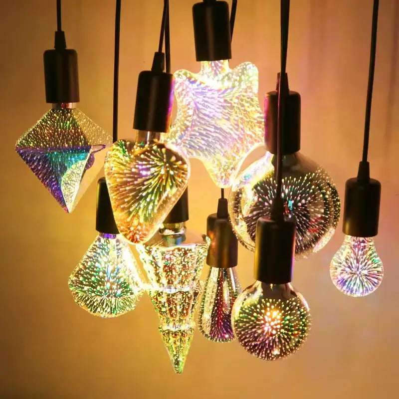 💡 G80 3D Decorative LED Bulb - Colorful Fireworks Effect | E27/E26 Vintage Starburst Novelty Ligh